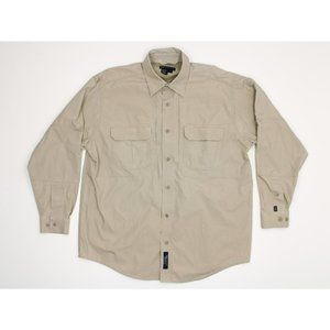 5.11 Tactical Men's Size Large Button Shirt Long Sleeve Beige Vented